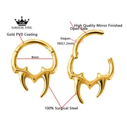 Tribal Fangs Flower Heart Drop Septum Piercing Clicker Segment Nose Rings Daith Conch Hoop Earring 100% 316L Surgical Steel 16G