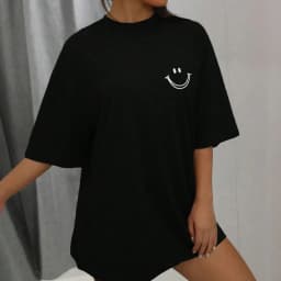 Happy Expression Printed Womens Cotton Short Sleeve Street Hip Hop Tee Clothing All-math Breathable Tops Crewneck Woman T-Shirts