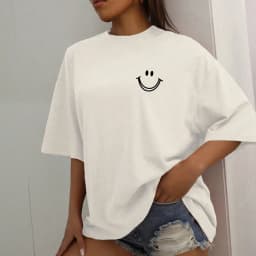 Happy Expression Printed Womens Cotton Short Sleeve Street Hip Hop Tee Clothing All-math Breathable Tops Crewneck Woman T-Shirts