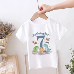 Kids Dinosaur Printed Birthday T-shirt 1-12 Number Birthday Clothes Tops Boys Dino Theme Party Outfits Child Short Sleeve Shirt