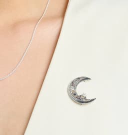 Brooch Crescent Moon Brand New 925 Sterling Silver Fine Jewelry Bohemia Gift For Women