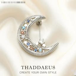 Brooch Crescent Moon Brand New 925 Sterling Silver Fine Jewelry Bohemia Gift For Women