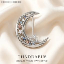 Brooch Crescent Moon Brand New 925 Sterling Silver Fine Jewelry Bohemia Gift For Women
