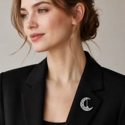 Brooch Crescent Moon Brand New 925 Sterling Silver Fine Jewelry Bohemia Gift For Women