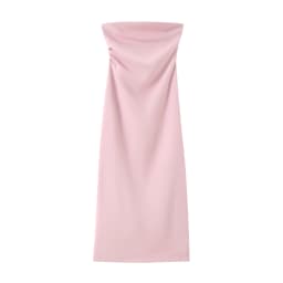BSAY Women Fashion Summer New Sexy Split Back Zip Pleated Sleeveless Strapless Dress Chic Female French Elegant Evening