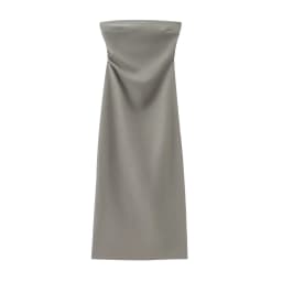 BSAY Women Fashion Summer New Sexy Split Back Zip Pleated Sleeveless Strapless Dress Chic Female French Elegant Evening