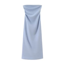 BSAY Women Fashion Summer New Sexy Split Back Zip Pleated Sleeveless Strapless Dress Chic Female French Elegant Evening