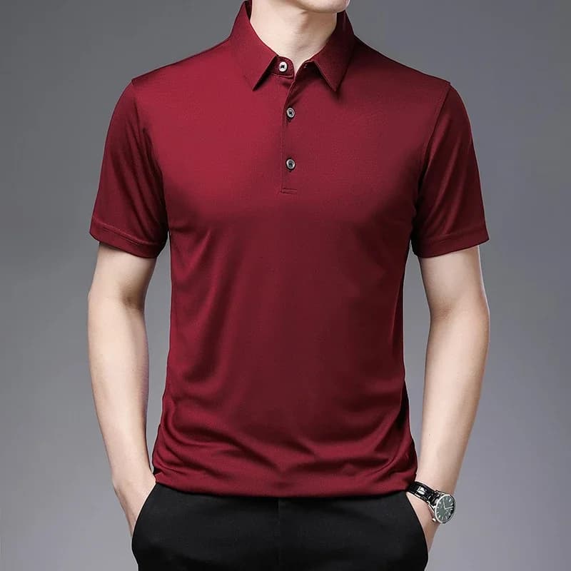 2026 Men's New Solid Color Business Casual POLO Shirt Summer Fashion Casual Short Sleeve Comfortable and Breathable Top