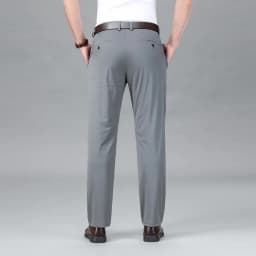 Ice Silk Business Casual Pants Men's Spring/Summer Elastic Pants Comfortable and Breathable Long Straight Leg Casual Pants