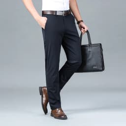 Ice Silk Business Casual Pants Men's Spring/Summer Elastic Pants Comfortable and Breathable Long Straight Leg Casual Pants