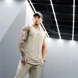 Men's Brand Gym Stringer Tank Top Men Bodybuilding Vest Cotton Sleeveless Shirt Fitness Vest Singlet Sportwear Workout Tanktop