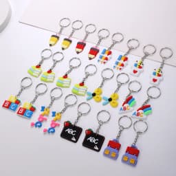 24pcs Students Stationery Keychain PVC School Supplies Pendant Cartoon Bag Schoolbag Accessories Season Graduation Gifts
