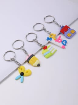 24pcs Students Stationery Keychain PVC School Supplies Pendant Cartoon Bag Schoolbag Accessories Season Graduation Gifts