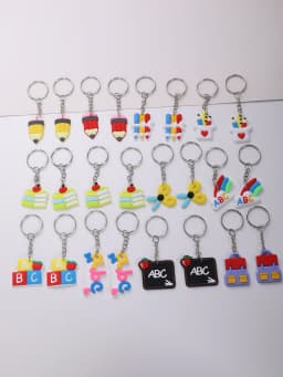 24pcs Students Stationery Keychain PVC School Supplies Pendant Cartoon Bag Schoolbag Accessories Season Graduation Gifts