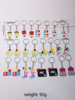 24pcs Students Stationery Keychain PVC School Supplies Pendant Cartoon Bag Schoolbag Accessories Season Graduation Gifts