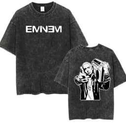 90s Rapper Eminem World Tour Music Graphic T Shirts Men's Cool Hip Hop Vintage Washed Oversized T-shirt Unisex Gothic Streetwear