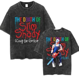 90s Rapper Eminem World Tour Music Graphic T Shirts Men's Cool Hip Hop Vintage Washed Oversized T-shirt Unisex Gothic Streetwear
