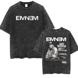 90s Rapper Eminem World Tour Music Graphic T Shirts Men's Cool Hip Hop Vintage Washed Oversized T-shirt Unisex Gothic Streetwear