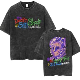 90s Rapper Eminem World Tour Music Graphic T Shirts Men's Cool Hip Hop Vintage Washed Oversized T-shirt Unisex Gothic Streetwear