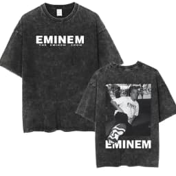90s Rapper Eminem World Tour Music Graphic T Shirts Men's Cool Hip Hop Vintage Washed Oversized T-shirt Unisex Gothic Streetwear