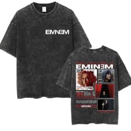 90s Rapper Eminem World Tour Music Graphic T Shirts Men's Cool Hip Hop Vintage Washed Oversized T-shirt Unisex Gothic Streetwear