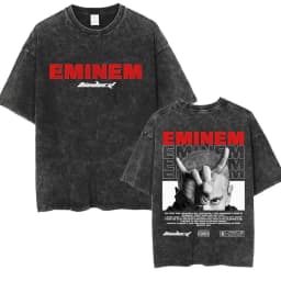 90s Rapper Eminem World Tour Music Graphic T Shirts Men's Cool Hip Hop Vintage Washed Oversized T-shirt Unisex Gothic Streetwear