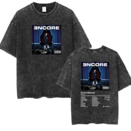 90s Rapper Eminem World Tour Music Graphic T Shirts Men's Cool Hip Hop Vintage Washed Oversized T-shirt Unisex Gothic Streetwear