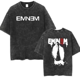90s Rapper Eminem World Tour Music Graphic T Shirts Men's Cool Hip Hop Vintage Washed Oversized T-shirt Unisex Gothic Streetwear