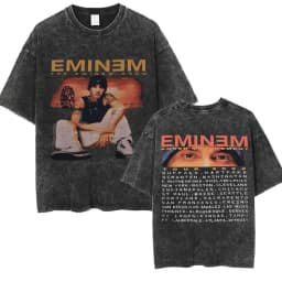 90s Rapper Eminem World Tour Music Graphic T Shirts Men's Cool Hip Hop Vintage Washed Oversized T-shirt Unisex Gothic Streetwear