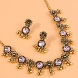 Women Bohemain Rhinestone Jewelry Set Fashion Crystal Beaded Drop Earrings Necklaces Female Vintage Party Wedding Accessories