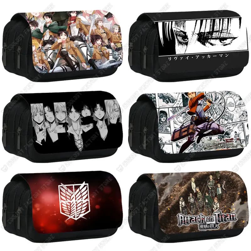 Anime Attack on Titan Cosmetic Case Shingeki No Kyojin Pen Bag Levi Eren Pencil Bag Pencil Box Brush Holder School Cases