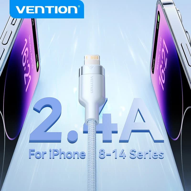 Vention USB to Lightning Cable for iPhone 14 13 12 11 X 8 Pro Max 2.4A Fast Charging for iPhone for iPad Phone Data Cable