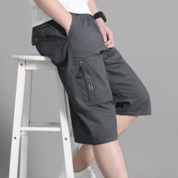 Large Size Cargo Shorts Men's Casual Knee Pants Zipper Pocket Summer Cotton Shorts Running Jogger Shorts Elastic Waist