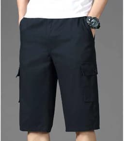Large Size Cargo Shorts Men's Casual Knee Pants Zipper Pocket Summer Cotton Shorts Running Jogger Shorts Elastic Waist