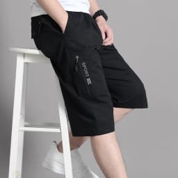 Large Size Cargo Shorts Men's Casual Knee Pants Zipper Pocket Summer Cotton Shorts Running Jogger Shorts Elastic Waist