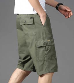 Large Size Cargo Shorts Men's Casual Knee Pants Zipper Pocket Summer Cotton Shorts Running Jogger Shorts Elastic Waist