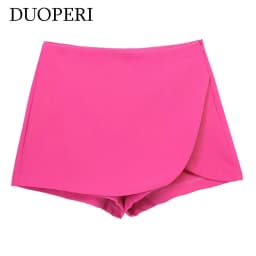 DUOPERI Women Fashion Plain Asymmetric Skirt Style Shorts Female Chic Elegant Sweet Lady Casual Short Skorts Culottes