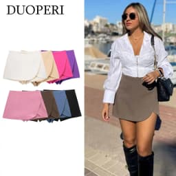 DUOPERI Women Fashion Plain Asymmetric Skirt Style Shorts Female Chic Elegant Sweet Lady Casual Short Skorts Culottes