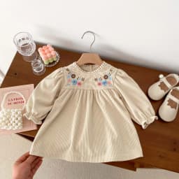 Spring Autumn Baby Princess Dress Corduroy Infant Girl Long Sleeved Embroidered Dress Baby Clothes 0-3y