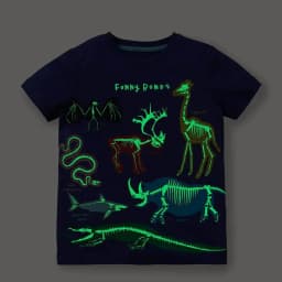 Kids Luminous Cartoon Shark Dinosaur T-shirt Cotton Baby Boys Tees 2-7 Years Summer New Short Sleeve Tops