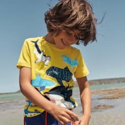 Kids Luminous Cartoon Shark Dinosaur T-shirt Cotton Baby Boys Tees 2-7 Years Summer New Short Sleeve Tops