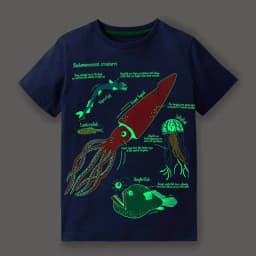 Kids Luminous Cartoon Shark Dinosaur T-shirt Cotton Baby Boys Tees 2-7 Years Summer New Short Sleeve Tops