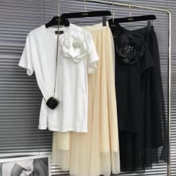 3D Beaded Flowers Stitch Short Sleeve Tshirt Three-Dimensional Big Flower Decorative Loose Casual T-shirt for Women Cotton Tops