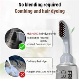 80ML Black Fruit Dyeing Hair Cream Natural Hair Dye Keratin Hair Color Plant Essence Hair Hair Washing Color Cream with a Comb