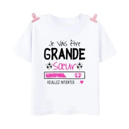 I Will Become A Sister French Printed Shirt Pregnant  Announcement Girls T-shirt Sister Clothe Tops Kids Summer Short Sleeve Tee