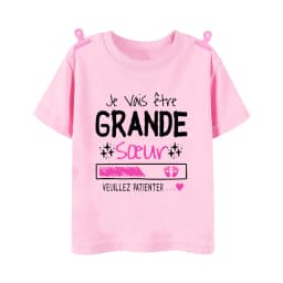 I Will Become A Sister French Printed Shirt Pregnant  Announcement Girls T-shirt Sister Clothe Tops Kids Summer Short Sleeve Tee