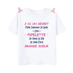 I Will Become A Sister French Printed Shirt Pregnant  Announcement Girls T-shirt Sister Clothe Tops Kids Summer Short Sleeve Tee