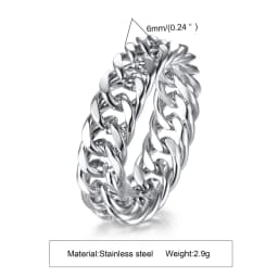 DARHSEN Unisex Men Women Stainless Steel Statement Ring Chain Link Design Silver Color Fashion Jewelry Size 6 7 8 9 10 11 12