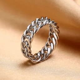 DARHSEN Unisex Men Women Stainless Steel Statement Ring Chain Link Design Silver Color Fashion Jewelry Size 6 7 8 9 10 11 12