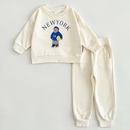 Newborn Spring Autumn 2PCS Baby 0-4Y Cotton Thick Long Sleeves+Pants Bear Boys Girls Printed Clothes Warmth Set Children